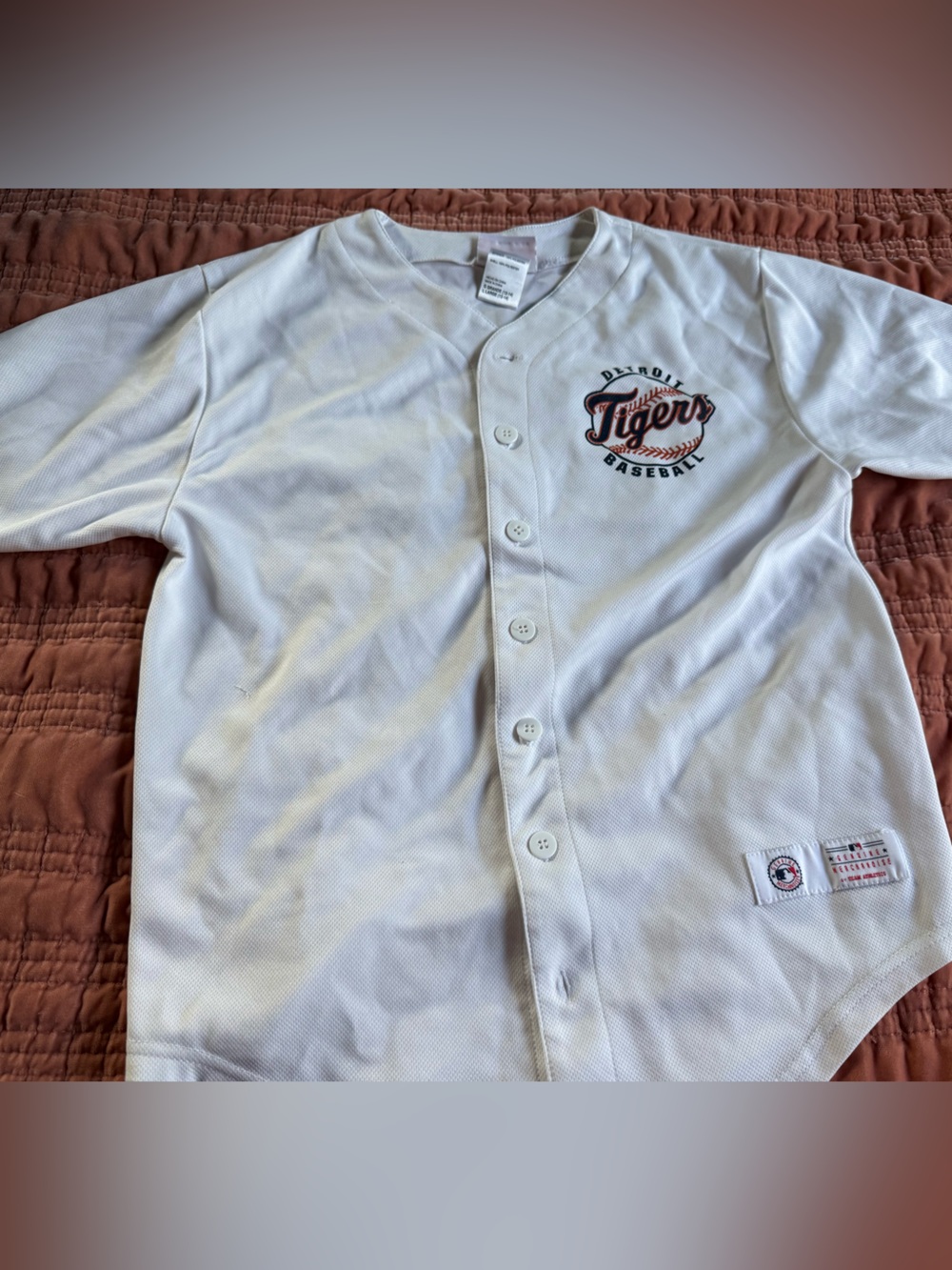 Genuine Merchandise White Mesh Baseball Jersey Patch Tigers Cabrera